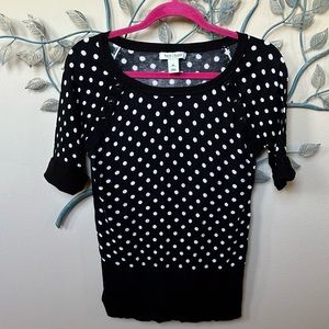 White House Black Market Polka Dot Short Sleeve Sweater Sz S